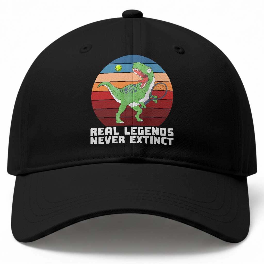 Retro Dinosaur Tennis Player Baseball Cap Real Legends Never Extinct TS12 Print Your Wear