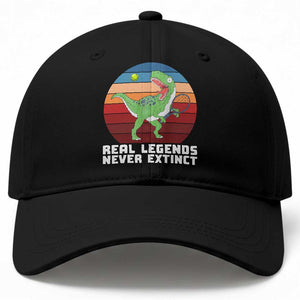 Retro Dinosaur Tennis Player Baseball Cap Real Legends Never Extinct TS12 Print Your Wear