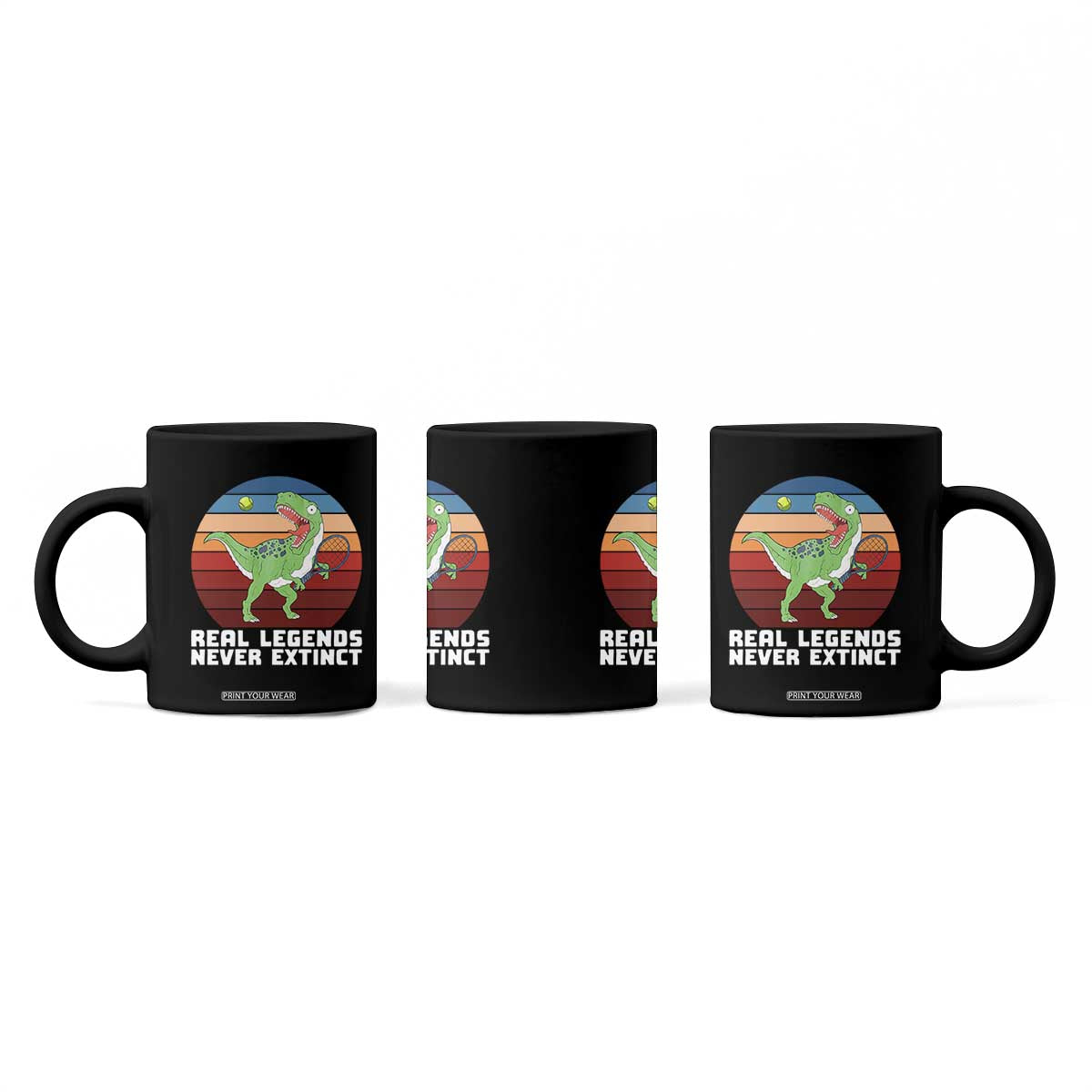 Retro Dinosaur Tennis Player Coffee Mug Real Legends Never Extinct TS12 Print Your Wear