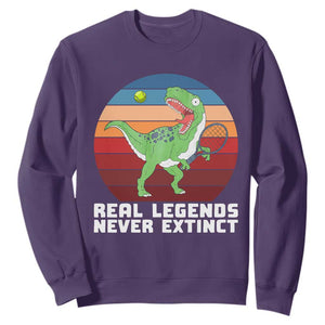Retro Dinosaur Tennis Player Sweatshirt Real Legends Never Extinct TS12 Purple Print Your Wear