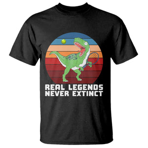 Retro Dinosaur Tennis Player T Shirt Real Legends Never Extinct TS12 Black Print Your Wear