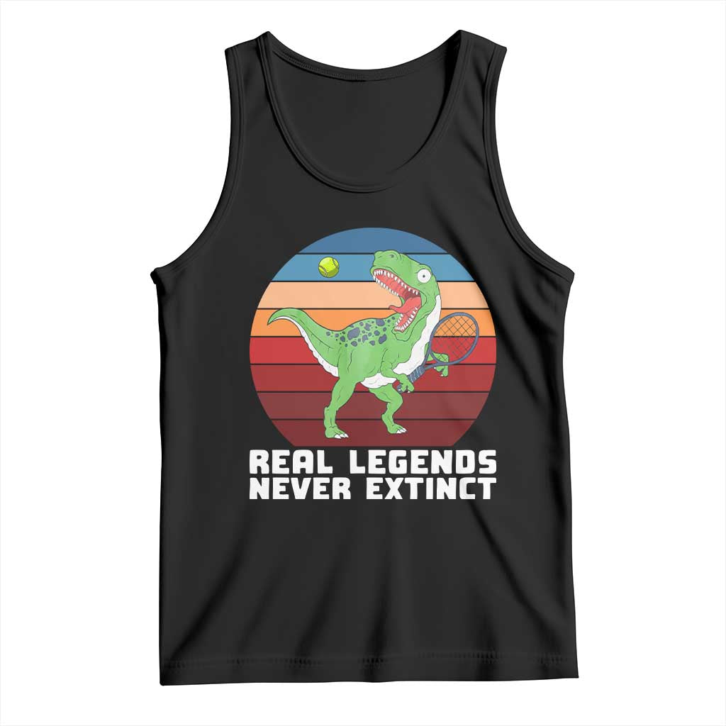 Retro Dinosaur Tennis Player Tank Top Real Legends Never Extinct TS12 Black Print Your Wear
