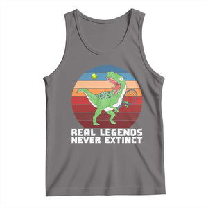 Retro Dinosaur Tennis Player Tank Top Real Legends Never Extinct TS12 Deep Heather Print Your Wear