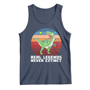 Retro Dinosaur Tennis Player Tank Top Real Legends Never Extinct TS12 Navy Print Your Wear