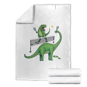 Funny Prehistoric Dinosaur Tennis Player Game Day Throw Blanket TS12 White Print Your Wear