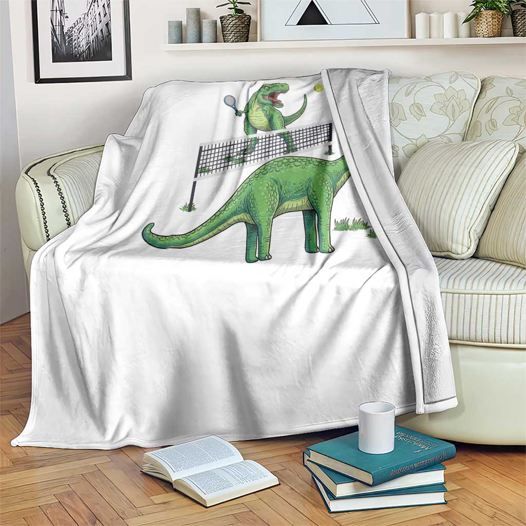 Funny Prehistoric Dinosaur Tennis Player Game Day Throw Blanket TS12 Print Your Wear