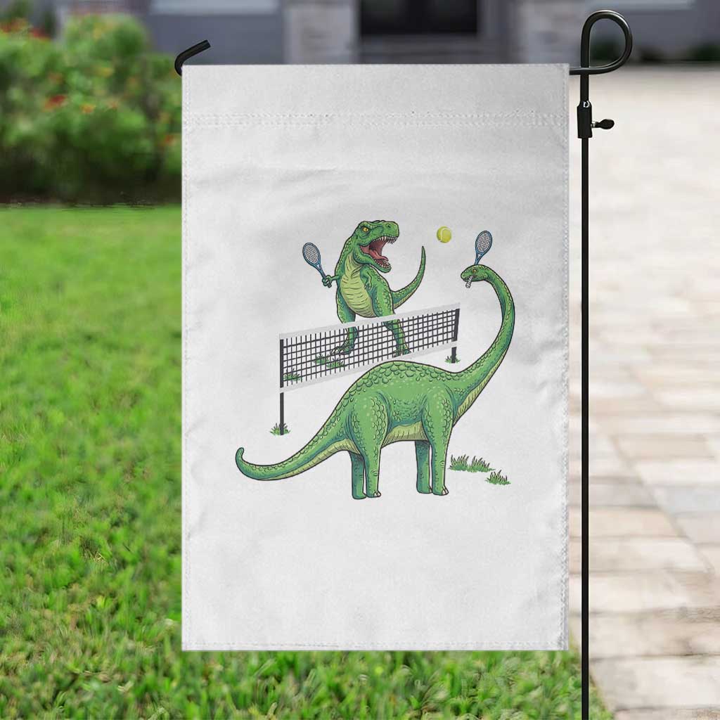Funny Prehistoric Dinosaur Tennis Player Game Day Garden Flag TS12 Print Your Wear