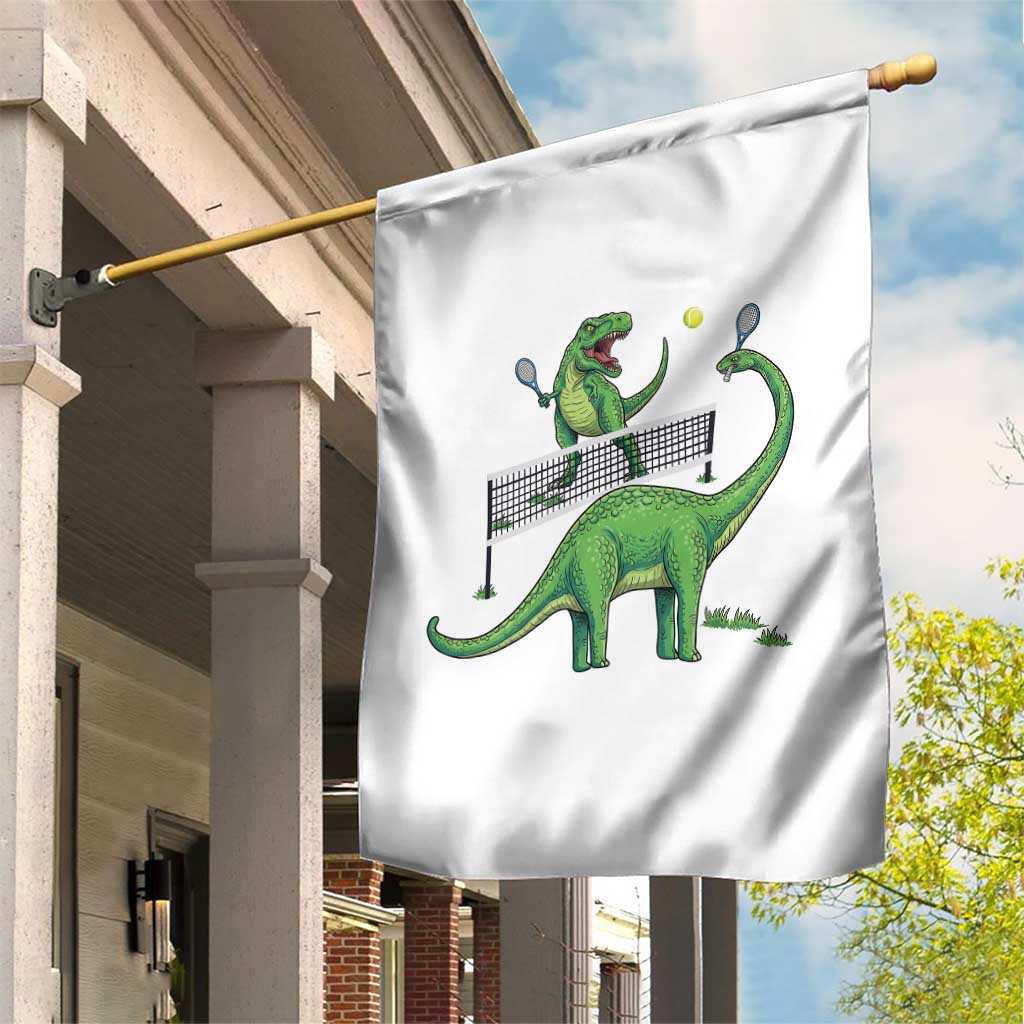 Funny Prehistoric Dinosaur Tennis Player Game Day Garden Flag TS12 Print Your Wear