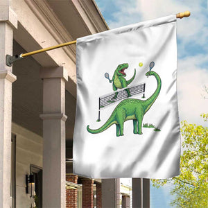 Funny Prehistoric Dinosaur Tennis Player Game Day Garden Flag TS12 Print Your Wear