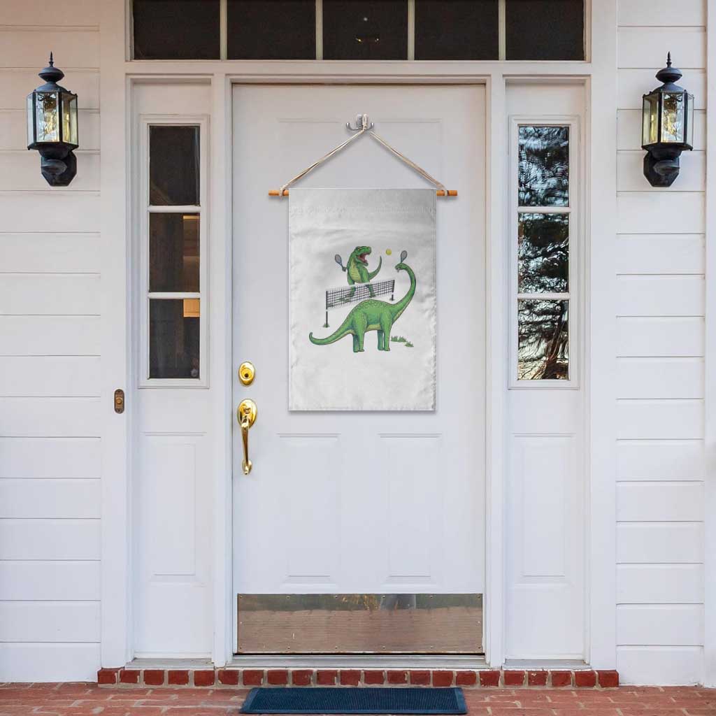 Funny Prehistoric Dinosaur Tennis Player Game Day Garden Flag TS12 Print Your Wear