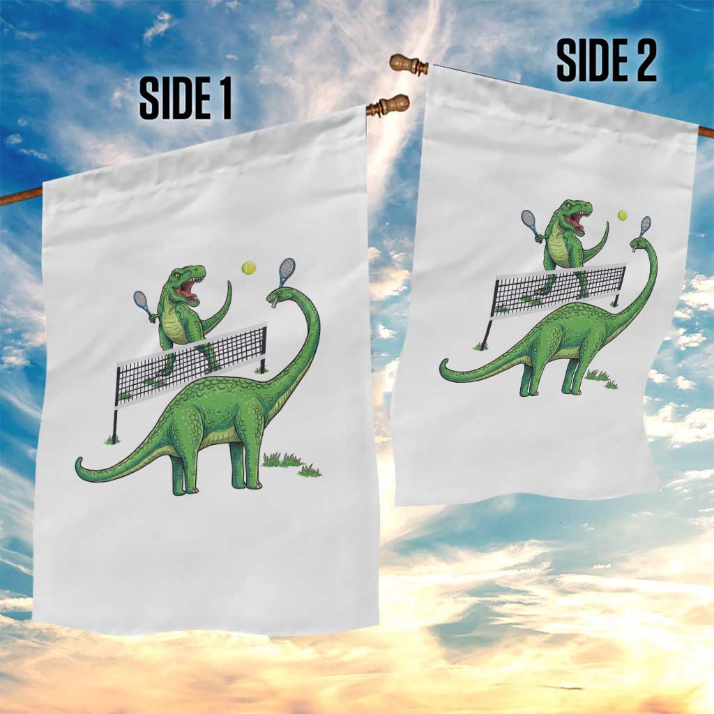 Funny Prehistoric Dinosaur Tennis Player Game Day Garden Flag TS12 Print Your Wear