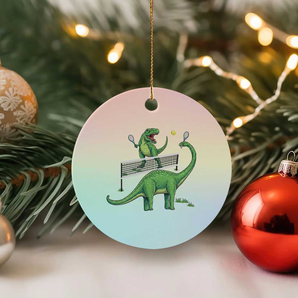 Funny Prehistoric Dinosaur Tennis Player Game Day Ceramic Ornament TS12 1pc Pastel Print Your Wear