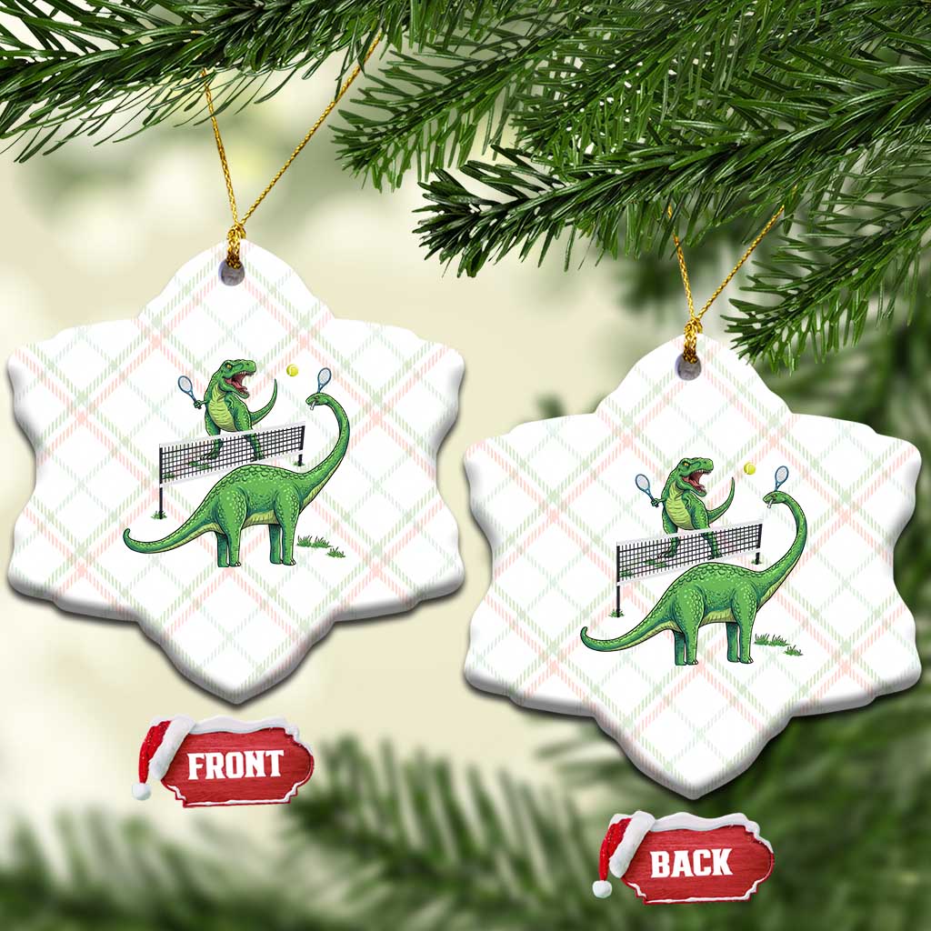 Funny Prehistoric Dinosaur Tennis Player Game Day Ceramic Ornament TS12 Print Your Wear