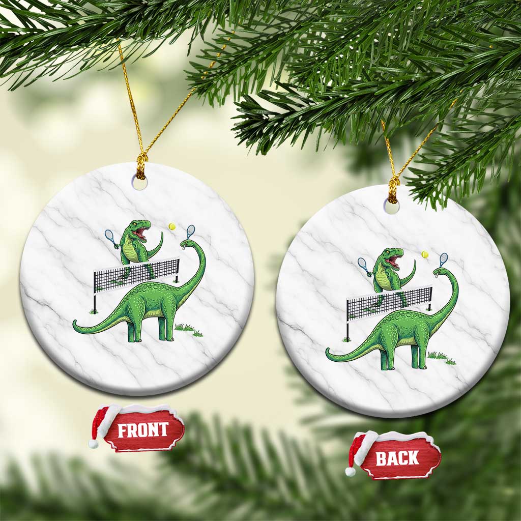 Funny Prehistoric Dinosaur Tennis Player Game Day Ceramic Ornament TS12 1pc White Marble Print Your Wear