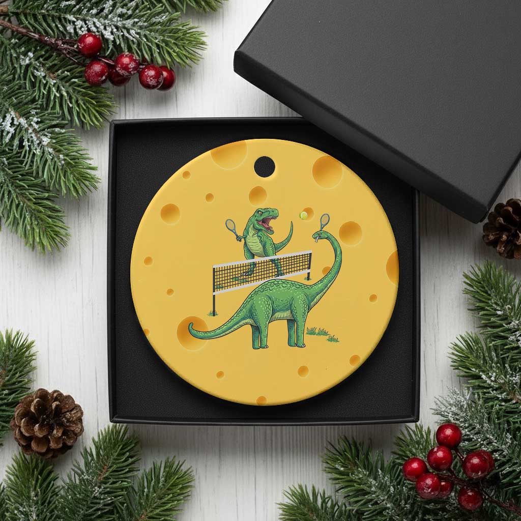 Funny Prehistoric Dinosaur Tennis Player Game Day Ceramic Ornament TS12 1pc Yellow Cheese Print Your Wear
