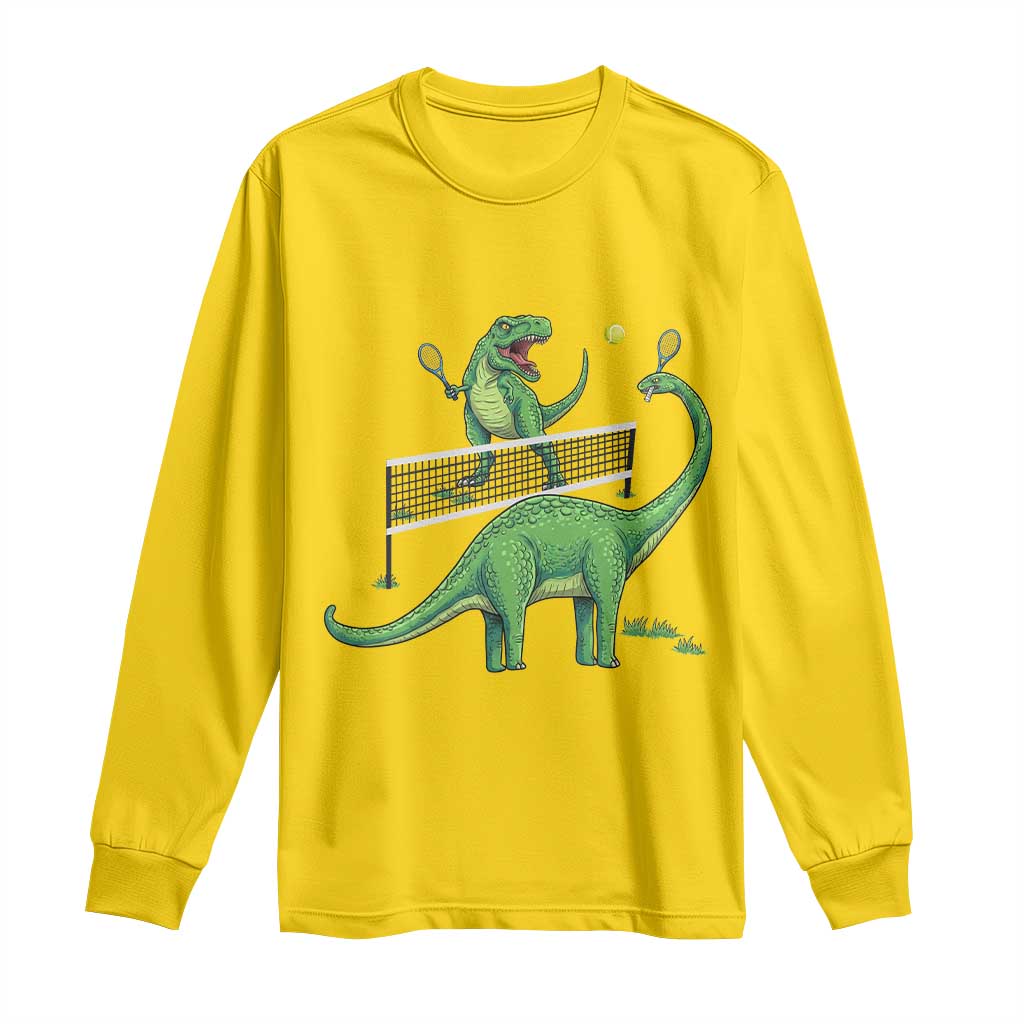 Funny Prehistoric Dinosaur Tennis Player Game Day Long Sleeve Shirt TS12 Daisy Print Your Wear