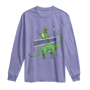 Funny Prehistoric Dinosaur Tennis Player Game Day Long Sleeve Shirt TS12 Violet Print Your Wear