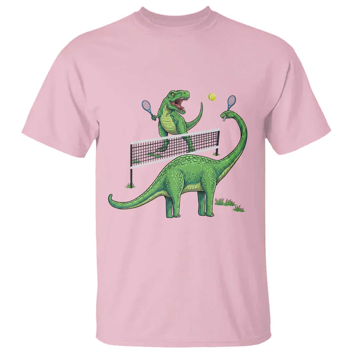 Funny Prehistoric Dinosaur Tennis Player Game Day T Shirt TS12 Light Pink Print Your Wear