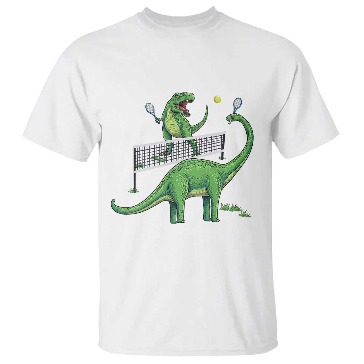 Funny Prehistoric Dinosaur Tennis Player Game Day T Shirt TS12 White Print Your Wear