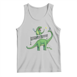 Funny Prehistoric Dinosaur Tennis Player Game Day Tank Top TS12 Ash Print Your Wear