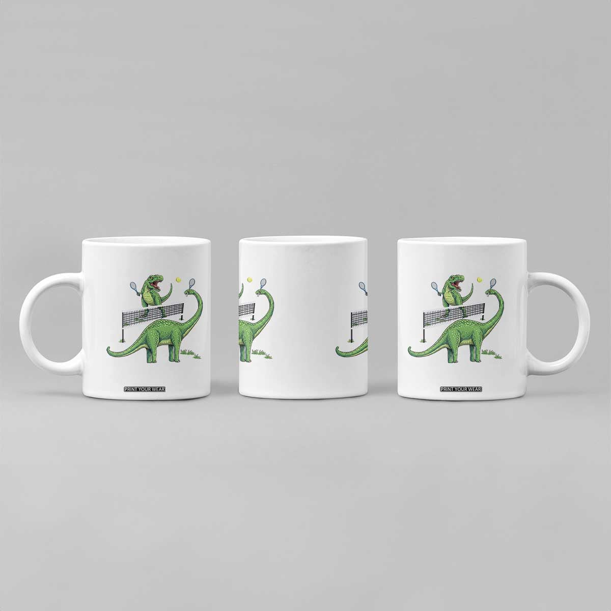 Funny Prehistoric Dinosaur Tennis Player Game Day Coffee Mug TS12 Print Your Wear