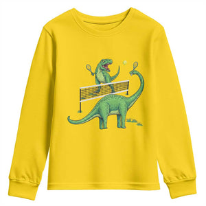 Funny Prehistoric Dinosaur Tennis Player Game Day Youth Sweatshirt TS12 Daisy Print Your Wear