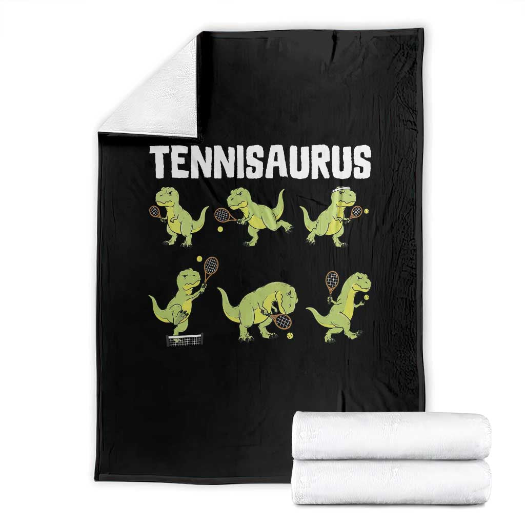 Funny Prehistoric Dinosaur Tennis Player Throw Blanket Gift For Tennis Fans TS12 Black Print Your Wear
