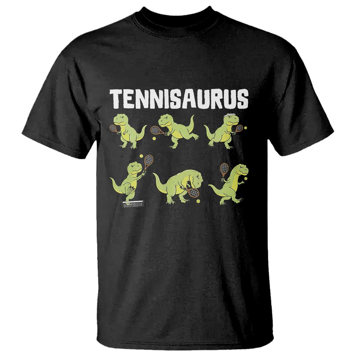 Funny Prehistoric Dinosaur Tennis Player T Shirt Gift For Tennis Fans TS12 Black Print Your Wear