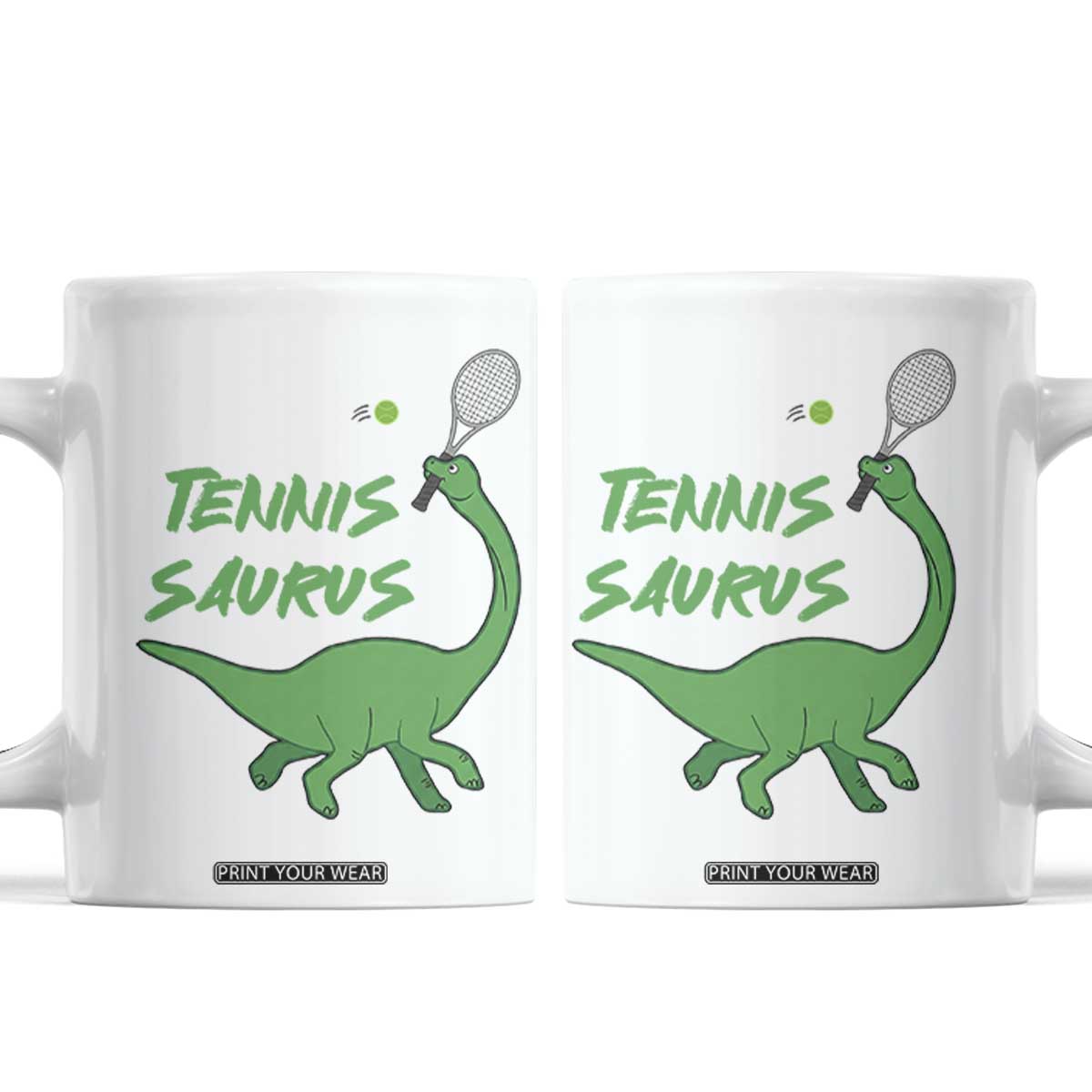Funny Tennis Dinosaur Tennis Lover Coffee Mug Gift For Tennis Fans TS12 White Print Your Wear