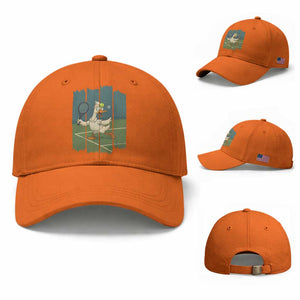 Silly Goose Playing Tennis Baseball Cap Funny Bird Getting Hit By Ball TS12 Baseball Cap Universal Fit Orange Print Your Wear