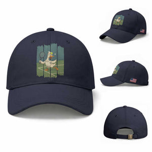 Silly Goose Playing Tennis Baseball Cap Funny Bird Getting Hit By Ball TS12 Baseball Cap Universal Fit Navy Print Your Wear