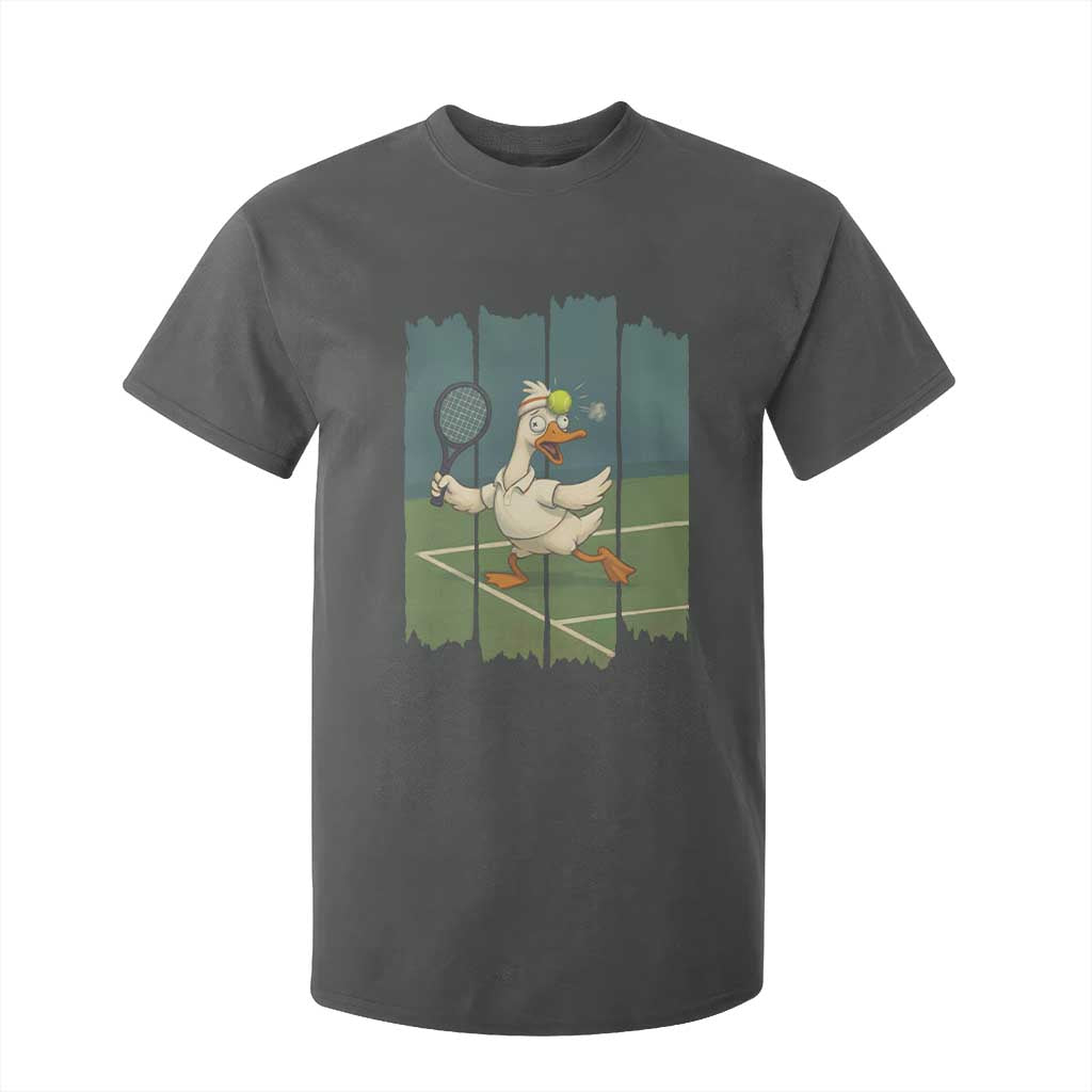 Silly Goose Playing Tennis T Shirt For Kid Funny Bird Getting Hit By Ball TS12 Dark Heather Print Your Wear