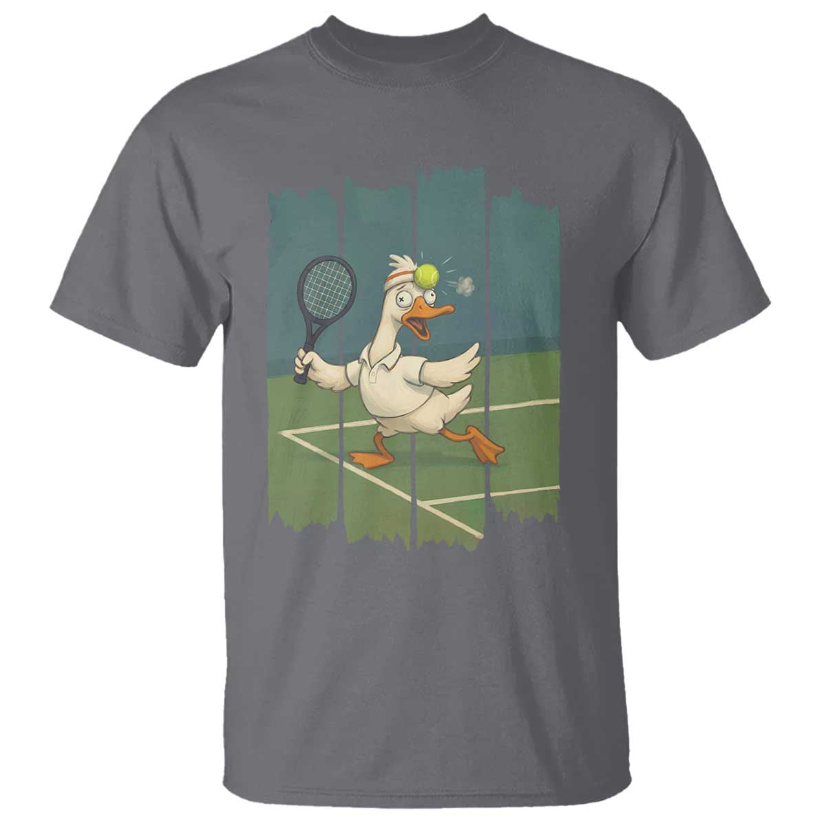 Silly Goose Playing Tennis T Shirt Funny Bird Getting Hit By Ball TS12 Charcoal Print Your Wear