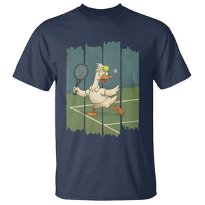 Silly Goose Playing Tennis T Shirt Funny Bird Getting Hit By Ball TS12 Navy Print Your Wear