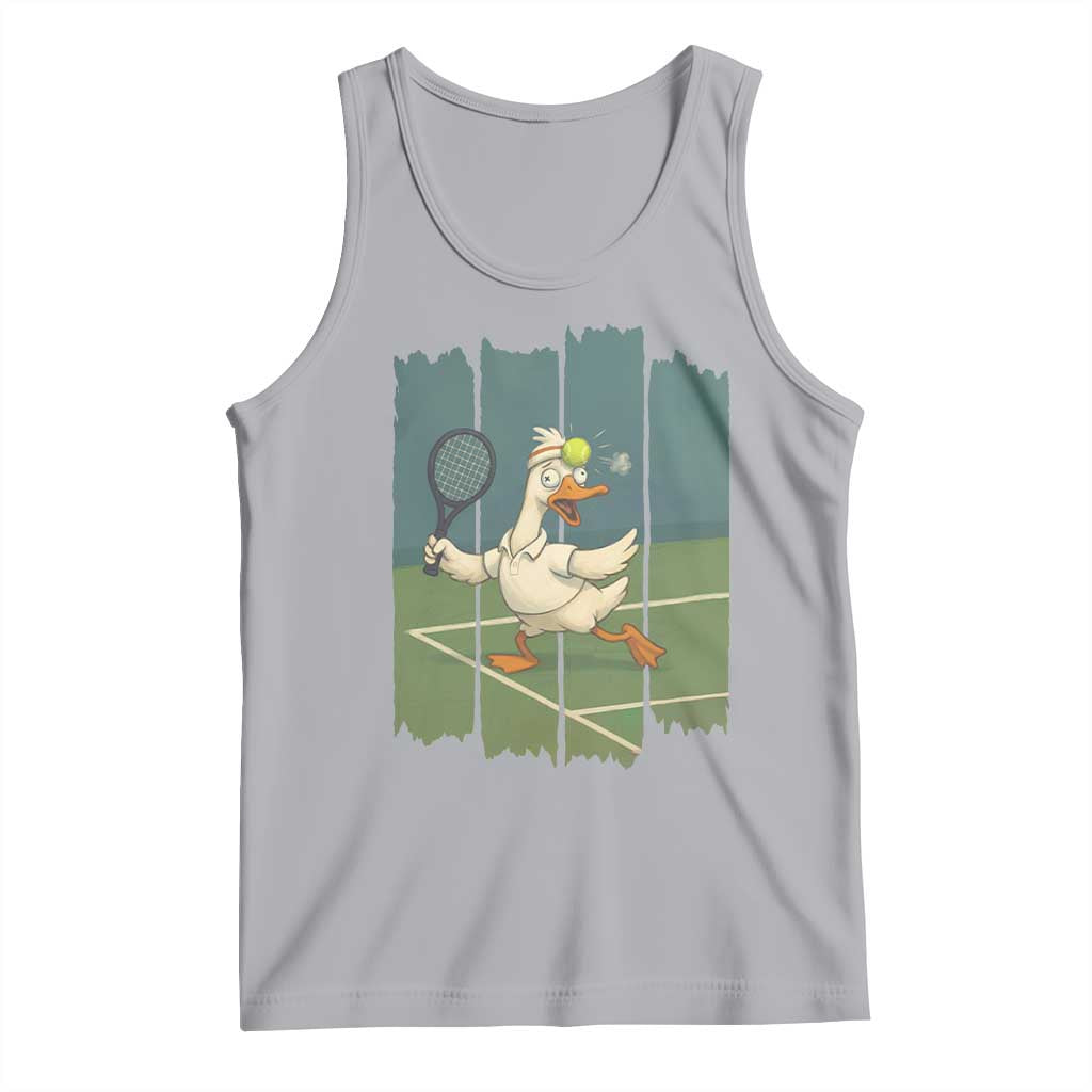 Silly Goose Playing Tennis Tank Top Funny Bird Getting Hit By Ball TS12 Athletic Heather Print Your Wear