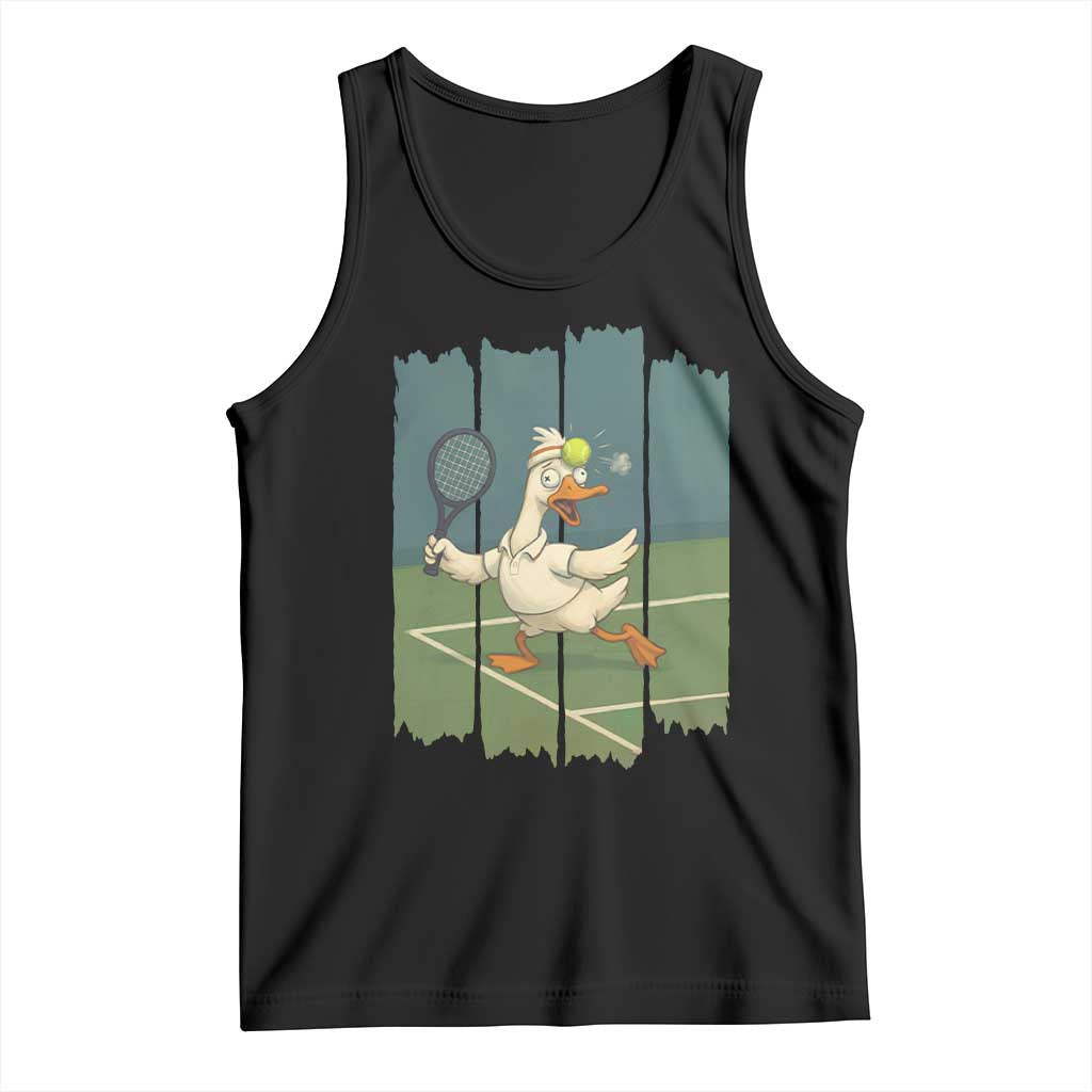 Silly Goose Playing Tennis Tank Top Funny Bird Getting Hit By Ball TS12 Black Print Your Wear