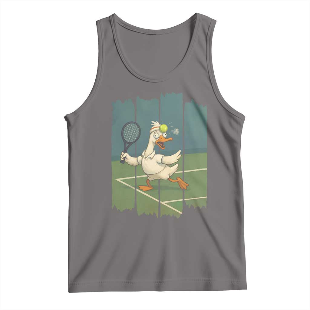 Silly Goose Playing Tennis Tank Top Funny Bird Getting Hit By Ball TS12 Deep Heather Print Your Wear