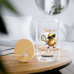 Funny Cute Duck Playing Tennis Glass Can Ducking Awesome TS12 Print Your Wear