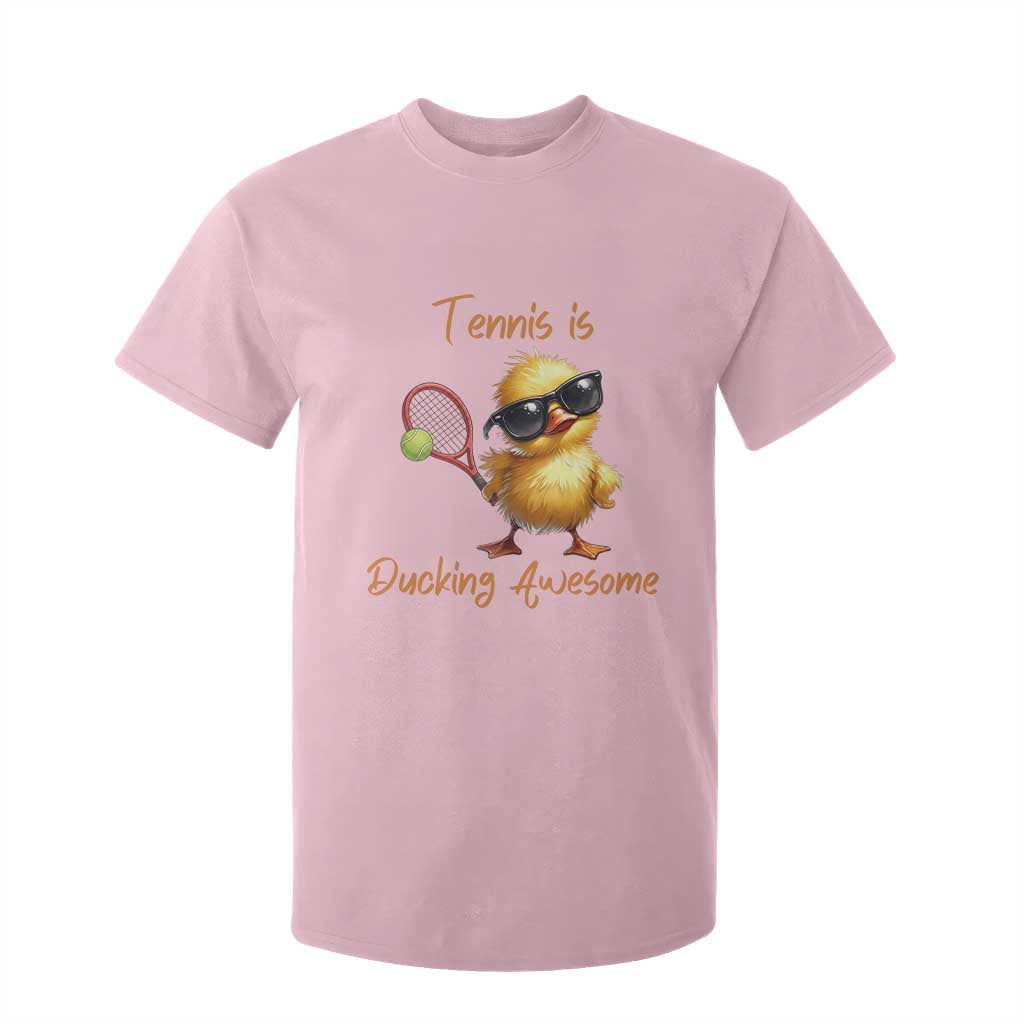 Funny Cute Duck Playing Tennis T Shirt For Kid Ducking Awesome TS12 Light Pink Print Your Wear