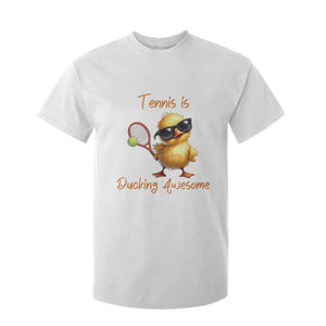 Funny Cute Duck Playing Tennis T Shirt For Kid Ducking Awesome TS12 White Print Your Wear