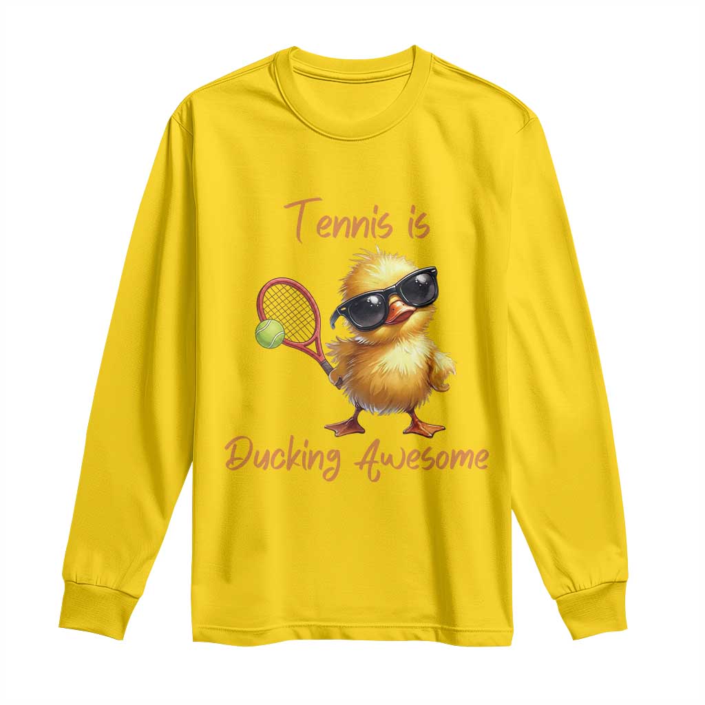 Funny Cute Duck Playing Tennis Long Sleeve Shirt Ducking Awesome TS12 Daisy Print Your Wear