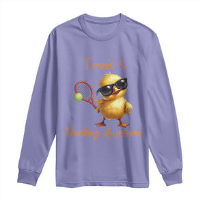 Funny Cute Duck Playing Tennis Long Sleeve Shirt Ducking Awesome TS12 Violet Print Your Wear