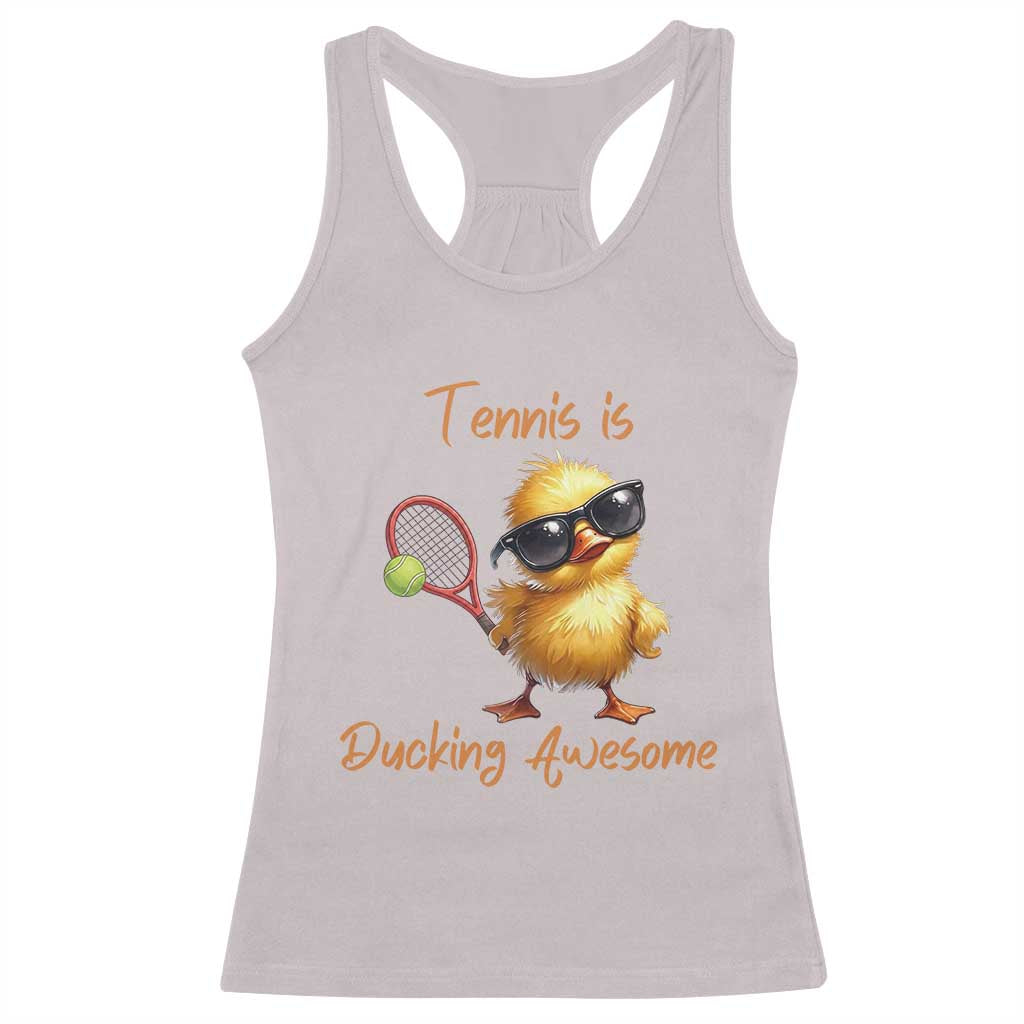 Funny Cute Duck Playing Tennis Racerback Tank Top Ducking Awesome TS12 Ice Gray Print Your Wear