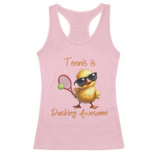 Funny Cute Duck Playing Tennis Racerback Tank Top Ducking Awesome TS12 Light Pink Print Your Wear