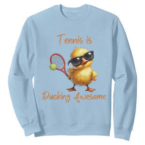 Funny Cute Duck Playing Tennis Sweatshirt Ducking Awesome TS12 Light Blue Print Your Wear