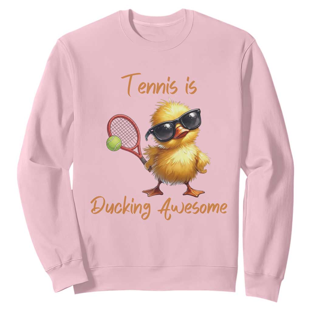Funny Cute Duck Playing Tennis Sweatshirt Ducking Awesome TS12 Light Pink Print Your Wear