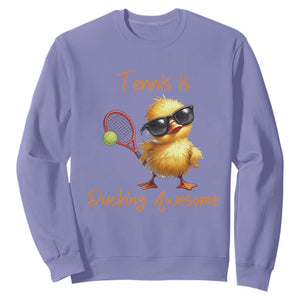 Funny Cute Duck Playing Tennis Sweatshirt Ducking Awesome TS12 Violet Print Your Wear