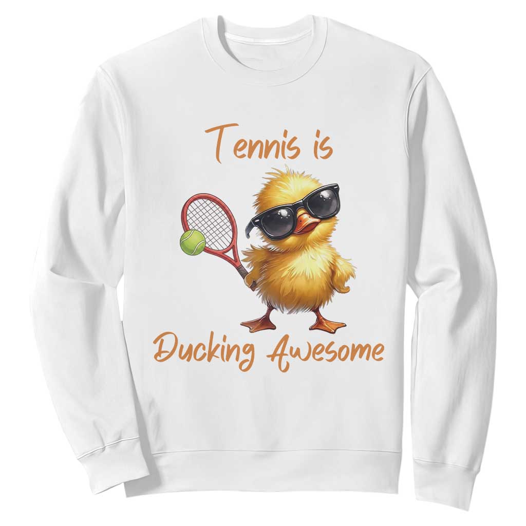 Funny Cute Duck Playing Tennis Sweatshirt Ducking Awesome TS12 White Print Your Wear