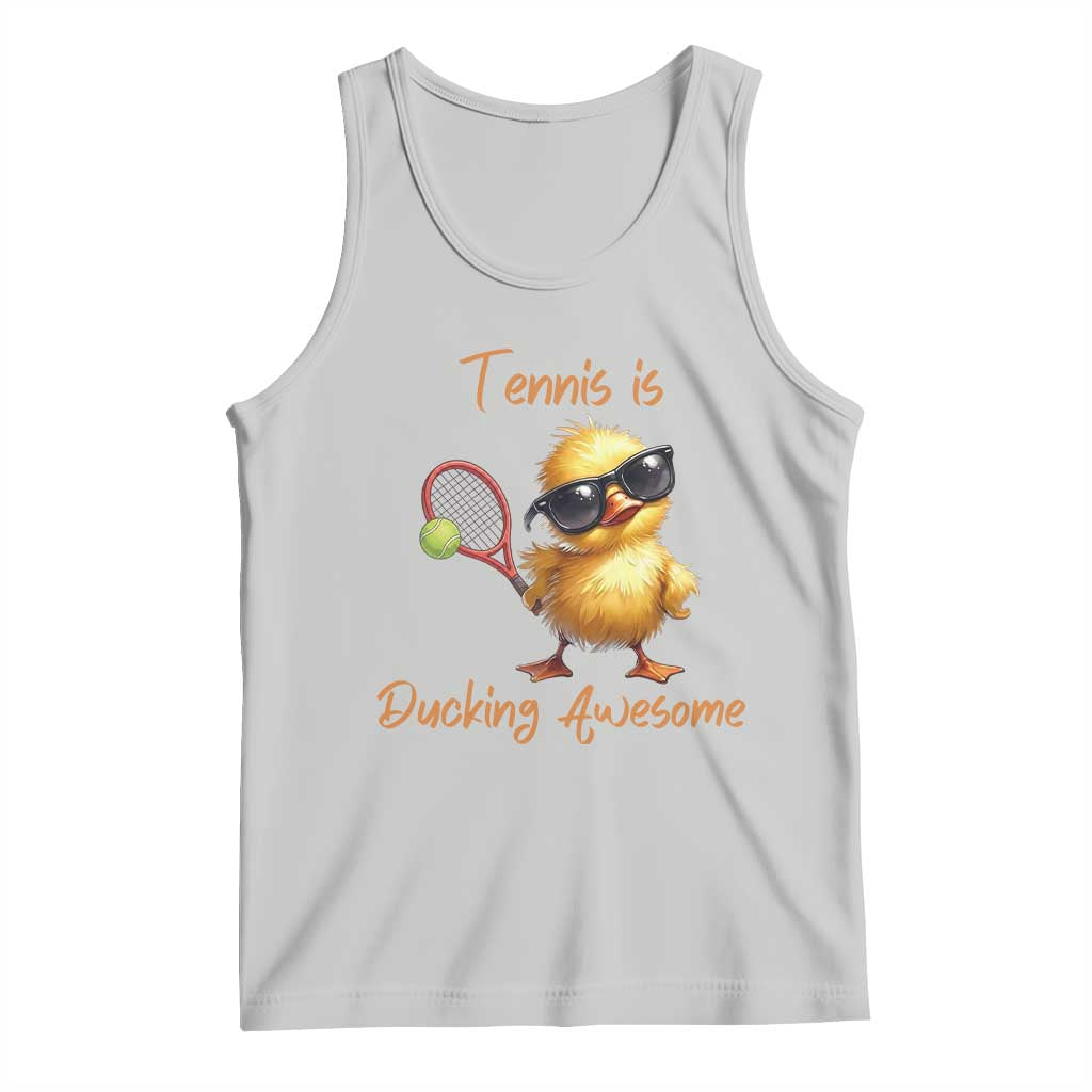 Funny Cute Duck Playing Tennis Tank Top Ducking Awesome TS12 Ash Print Your Wear