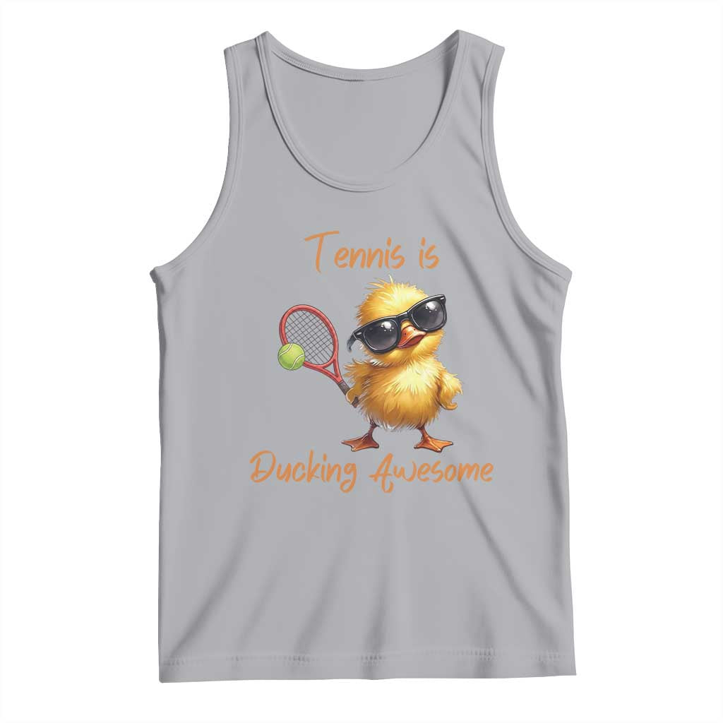 Funny Cute Duck Playing Tennis Tank Top Ducking Awesome TS12 Athletic Heather Print Your Wear
